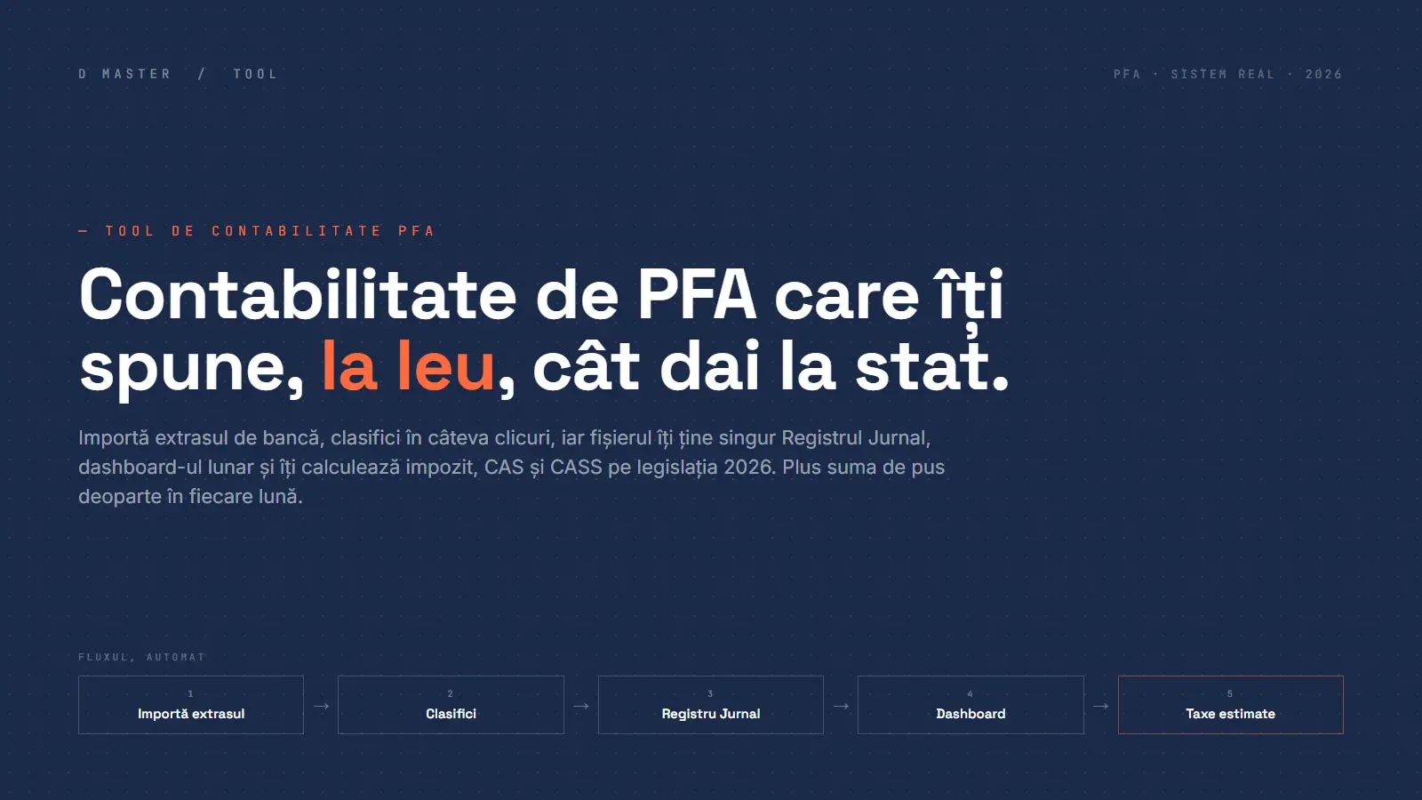 Un fișier de Excel care îți ține contabilitatea de PFA și îți spune cât dai la stat